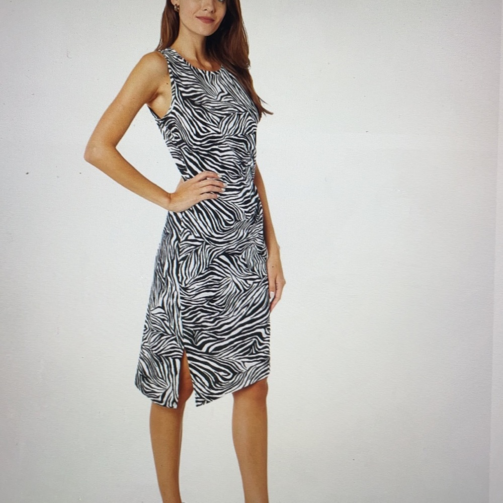 Michael Kors Zebra Cree Neck Drape Dress NWT